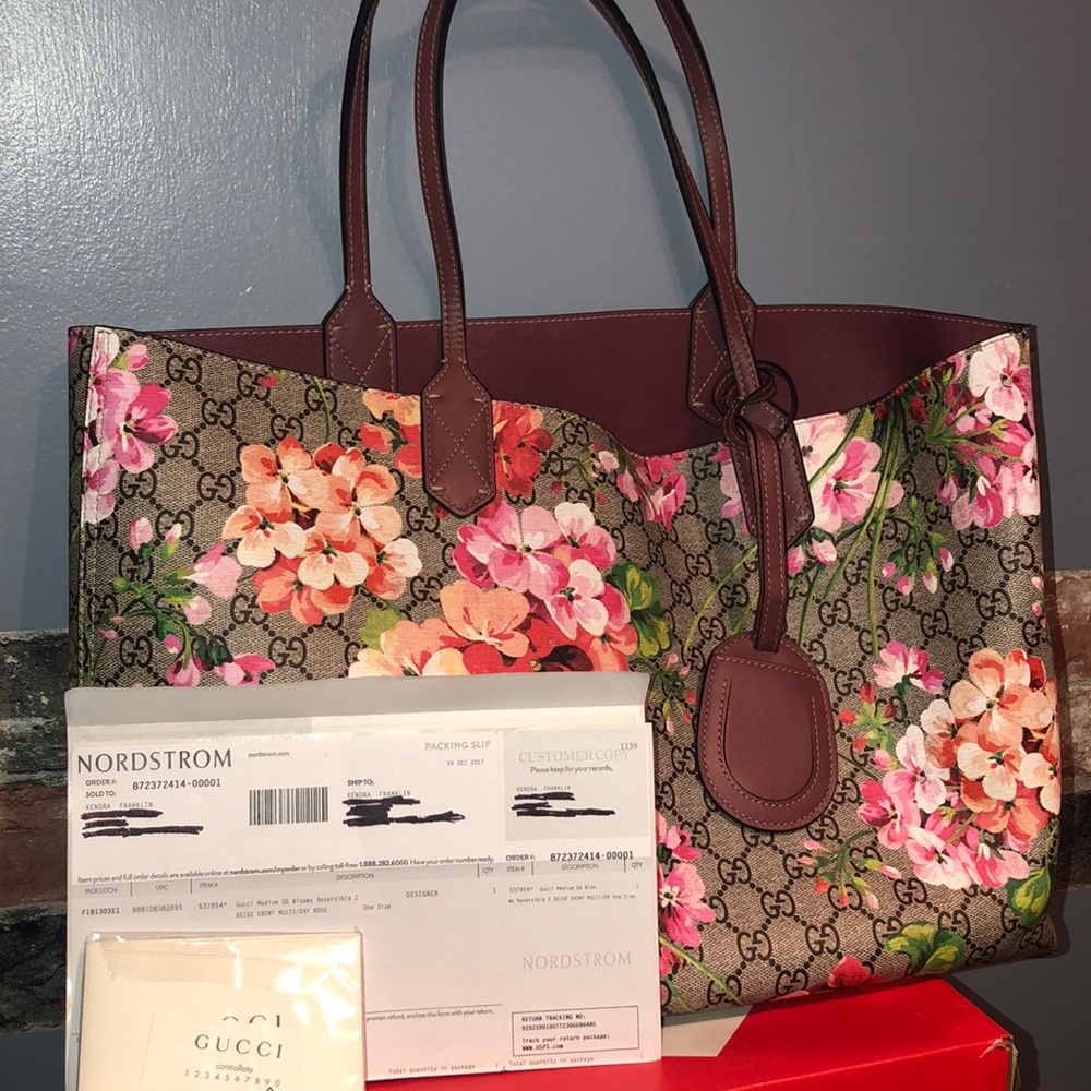 Floral Gucci tote handbag